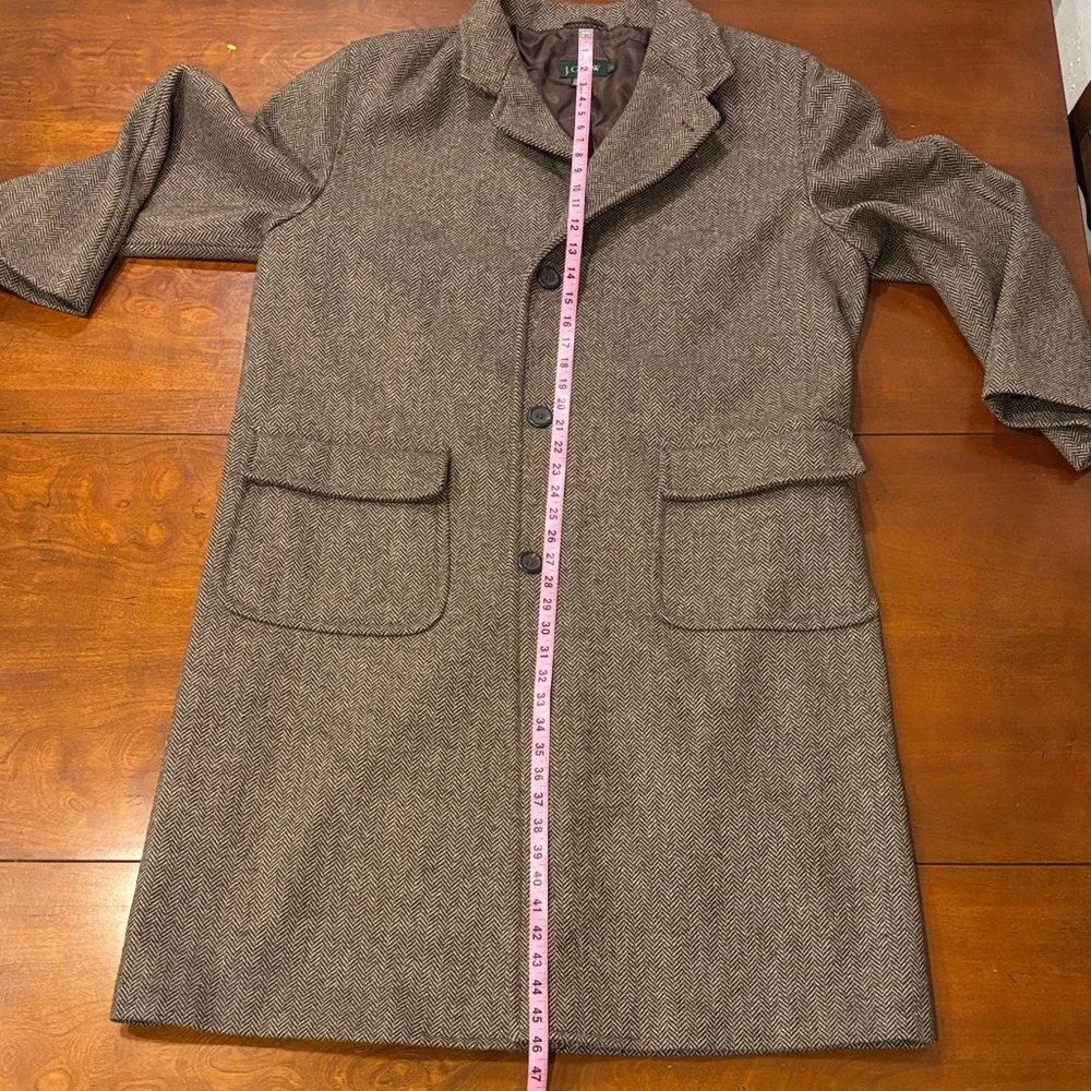 J. Crew Vintage Men's Wool Brown Herringbone Pea‎ Coat. Made in Italy
